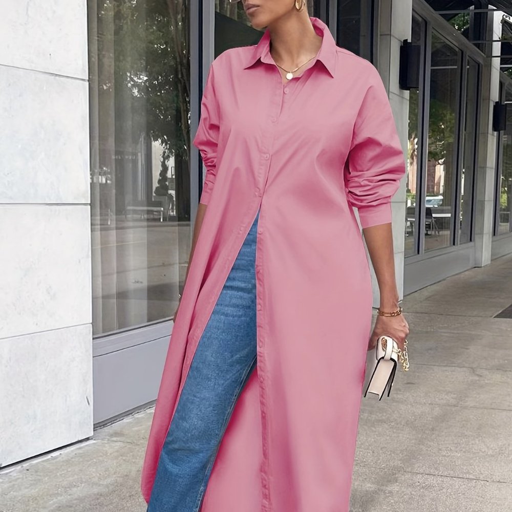 Y2K Passion Chic Button Down Classic Shirt Dress - Picture 4 of 14
